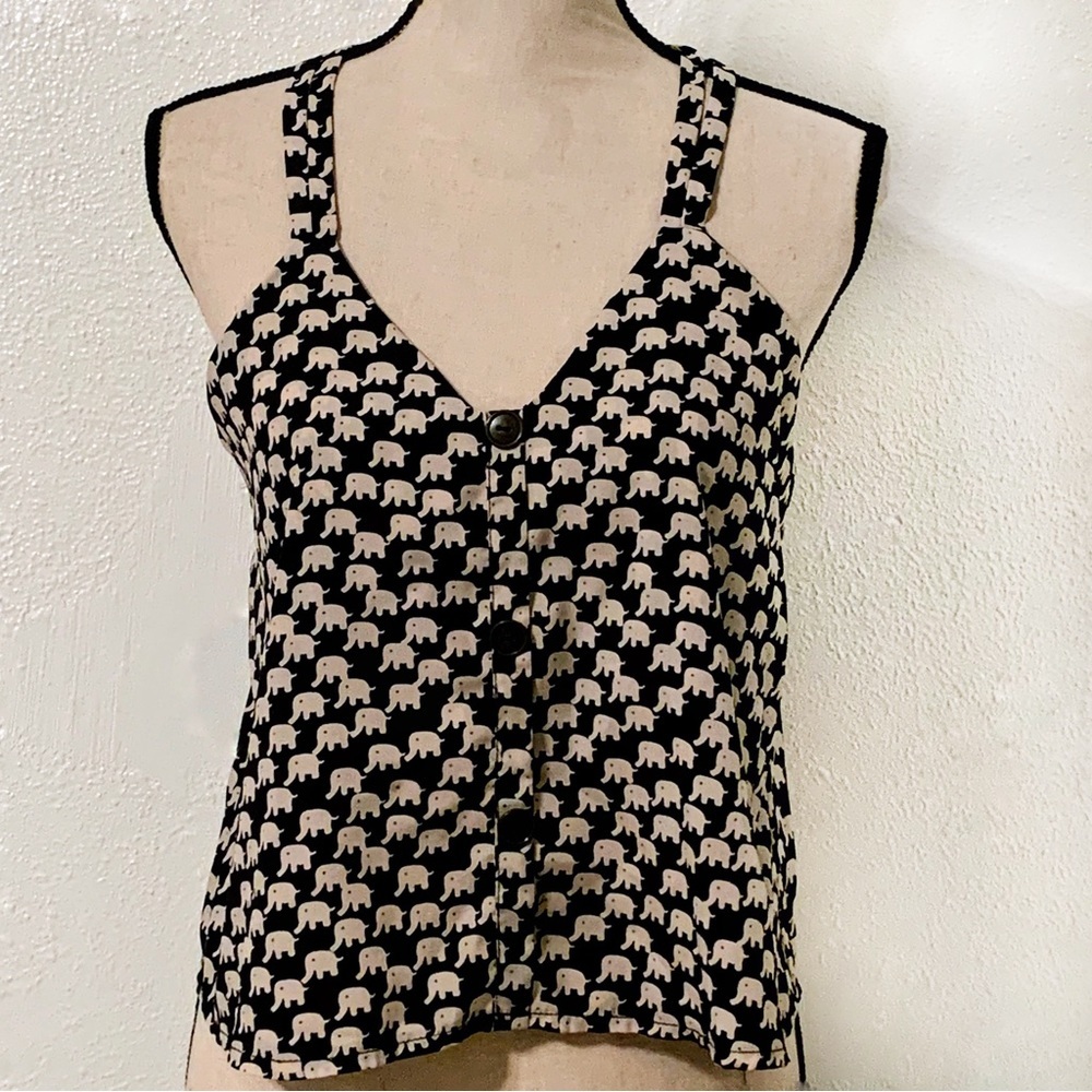 Audrey 3+1 elephant print racerback top- xs